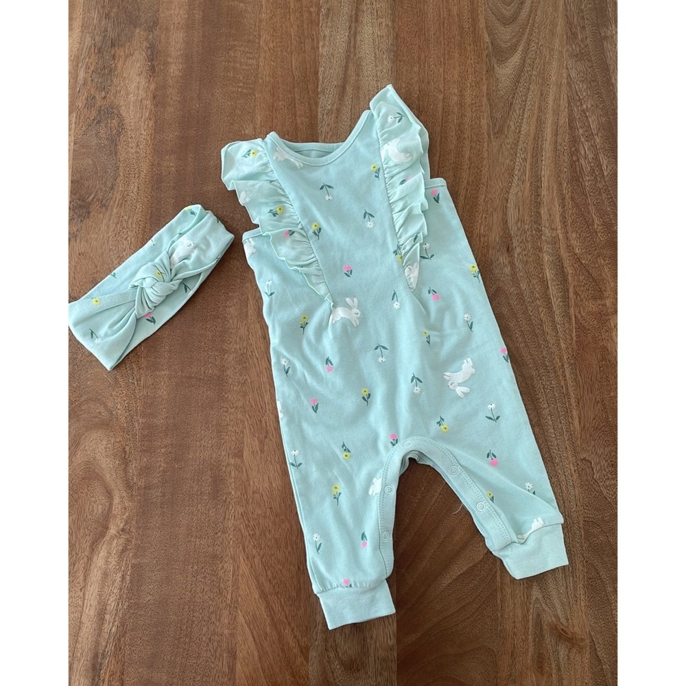 Cat and Jack baby romper and headband set
